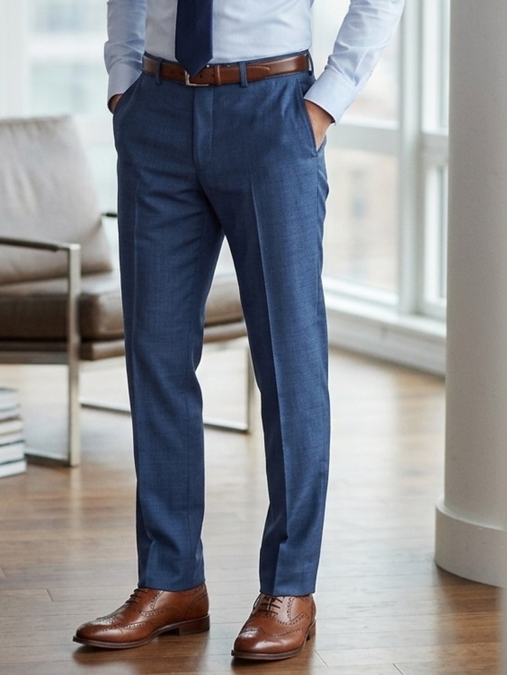 Take 50% OFF- Jos. A. Bank Men's Slim Dress Pants in Navy Blue, Size-41R /35W